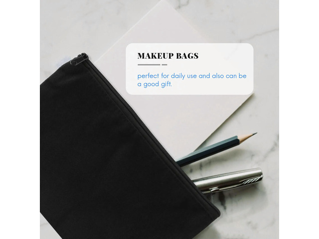 10Pcs Canvas Zipper Pouch Bags Canvas Makeup Bags Pencil Case Blank DIY Craft Bags For Travel DIY Craft School, Black