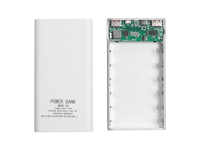 2X Power Bank Box 5V 2.1A LCD Display 20000Mah Power Board For 6XDIY Powerbank Case(White)