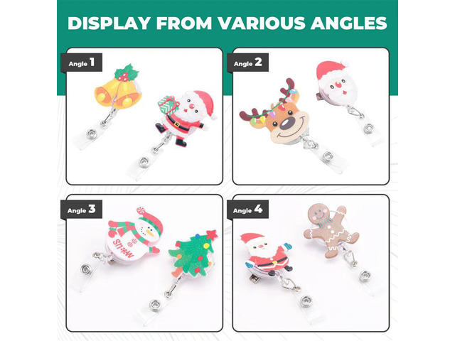 Christmas Badge Reel Retractable Nurse Badge Clips Holiday Cute Badge Name ID Reel, Nurse Teacher Christmas Decoration Durable