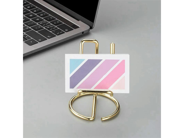 4X Business Card Holder For Desk, l Business Card Display Holder Stand, Office Desktop Name Card Holder (Gold)