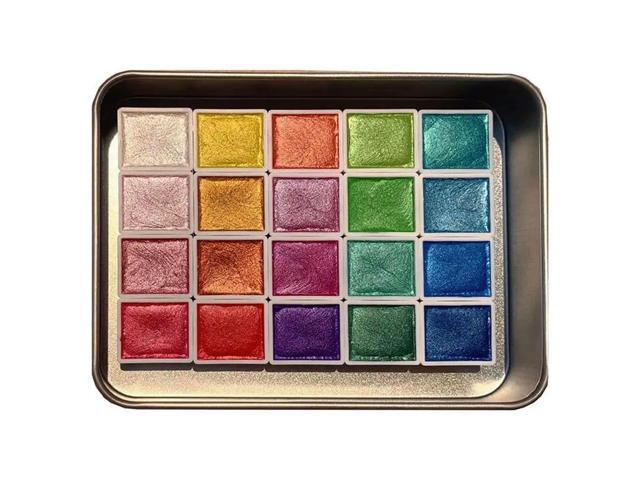 20 Colors Watercolor Painting Set, llic Watercolor Paint Set, Glitter Watercolour Solid Paint Box