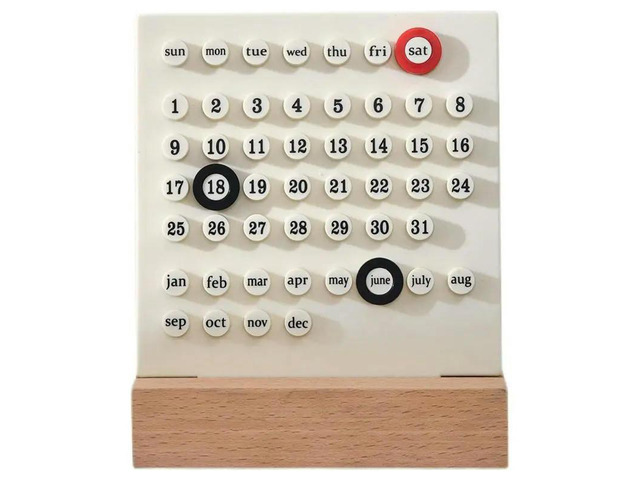 Wooden Desk Calendar Perpetual Calendar Retro Home Unique Gifts,Month Date Display, Desk Decorations For Office Durable White