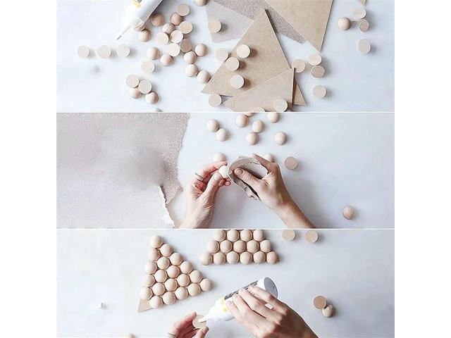 400Pcs 20 Mm Half Wooden Beads, Unfinished Split Natural Round Wood Balls Loose Beads For DIY Craft Christmas