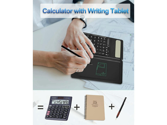 2X Scientific Calculators,12-Digit LCD Display Desk Calculator With Notepad, Solar And Dual Power