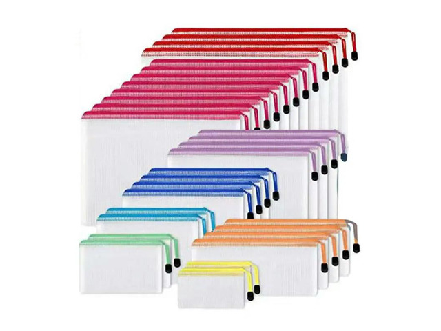 30 PCS Mesh Zipper Pouch Waterproof Zipper Bags For Organizing School Supplies, Office Appliances