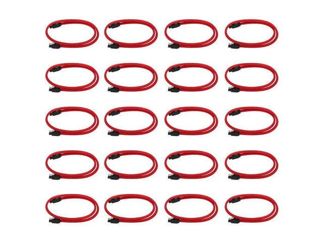 20Pcs 50CM SATA 3.0 III SATA3 7Pin 6Gb/S SSD Cables HDD Hard Disk Data Cord With Nylon Sleeved Premium Version(Red)