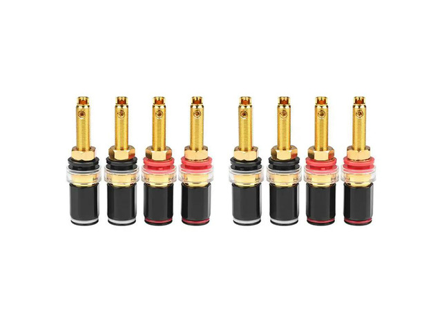 8Pcs Hifi Speaker Terminal Binding Post Pure Copper Gold Plated Amplifier Connector For Female Banana Jack Plug