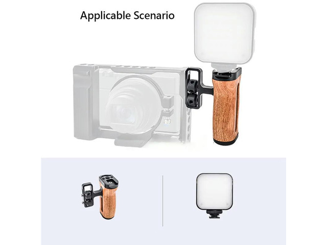 Wooden Hand Grip For Photo Expand Cage Wooden Handle Grip Cold Shoe For Mic Video Light