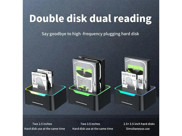 2.5/3.5 Serial Port Dual-Disk Hard Drive Base USB3.0 Multi-Function Offline Copy Mobile Hard Drive Box Base