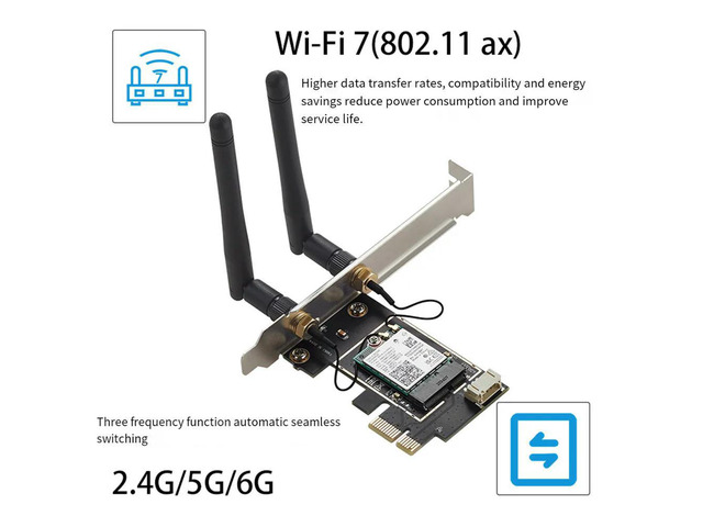 7 BE200 PCI-E Card Bluetooth 5.4 Tri Band 2.4G & 5G & 6Ghz 8774Mbps BE200 Network Card For Win11
