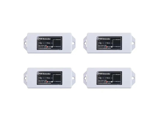 4X 1 To 2 Port POE Extender 100Mbps IEEE 802.3Af/At Standard 48V For NVR IP Camera POE Extend 100 Meter For POE Range
