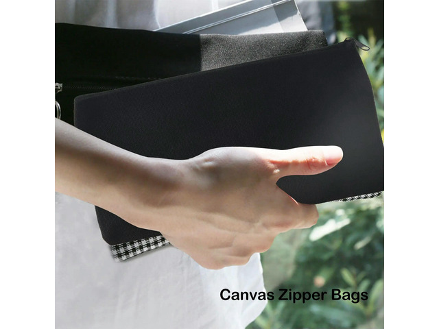 40 Pcs Canvas Zipper Pouch Bags Canvas Makeup Bags Pencil Case Blank DIY Craft Bags For Travel DIY Craft School Black