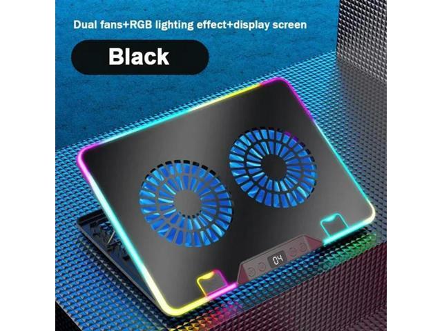 F36 Gaming Laptop Cooling Pad With RGB Lights LCD Display 7 Adjustable Angles 2 USB Ports For 11-17.3 Inch Laptops