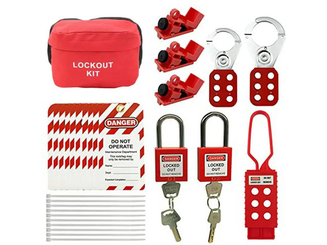 1 Pair Electrical Lockout Tagout Kit Red For Great Addition To Machinery, Electrical Equipment, Industrial Work, And More.