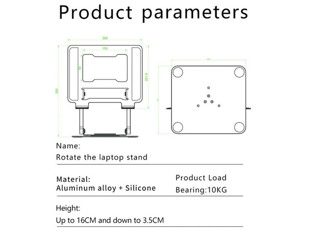Laptop Stand Adjustable Tablet Stand Aluminum Alloy Rotating Bracket Fold Holder Cooling Bracket Support