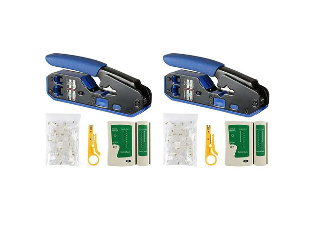 Network Cable Tester RJ45 Crimp Tool Kit CAT5 CAT5E CAT6 Crimping Tool Kit, 100PCS RJ45 CAT6 Connector Plug