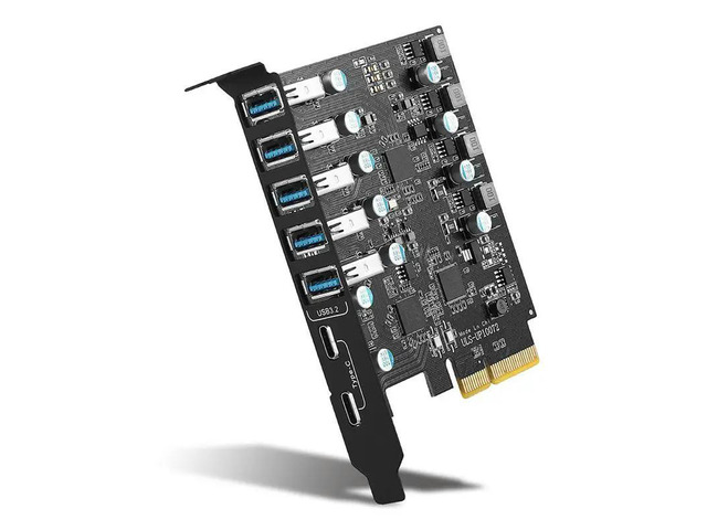 PCI-E To USB 3.2 Type Card Gen 2 Adapter With 20 Gbps Bandwidth 7-Port(5XUSB-A+2Xtype-C) Expansion Card Support MAC 10G