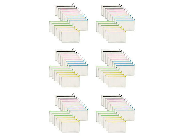 90 Pack Blank Cotton Canvas DIY Craft Zipper Bags Pouches Pencil Case For Makeup Cosmetic Toiletry Stationary