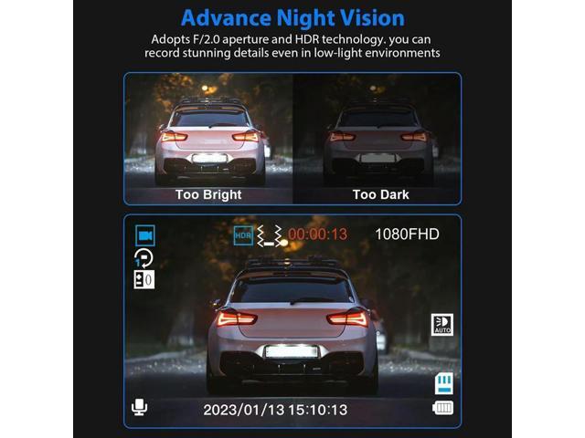 Car Dash Cam,3 Channel Dash Cam,1080P Dash Cam Front And Inside, Triple Dash Cam, G-Sensor, 24Hr Parking, Loop Recording