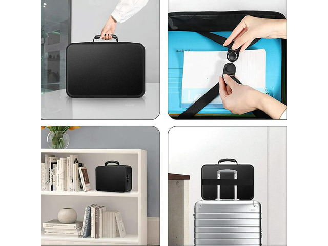 2X Organizer Bag Fireproof Document Bag With Lock Filing Box Holder For Document File Passport