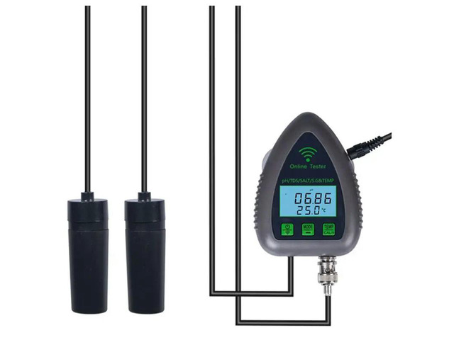 US Plug,Bluetooth 5 In 1 Water Tester TDS/EC/SALT PH S. G.TEMP Digital Water Monitor For Aquariums