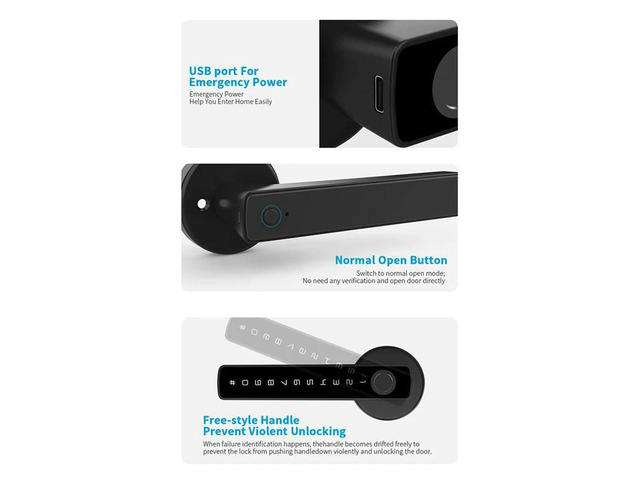 Tuya life APP Fingerprint Password RFID IC Card Single Latch Lock Dead Bolt For Indoor Home Door