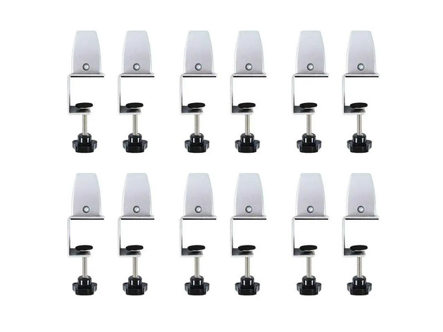 12 Pcs Office Desk Divider Clamp Privacy Screen Clip Holder Bracket Screen Baffle Clamp Partition For Table Clamp Silver