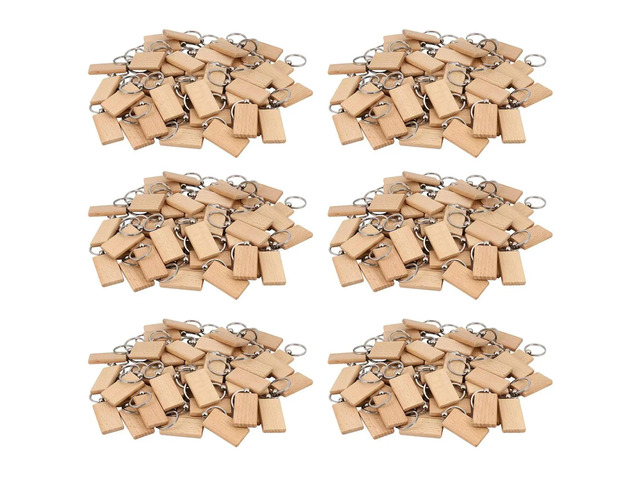 300 Blank Wooden Keychain Rectangular Engraving Key ID Can Be Engraved DIY
