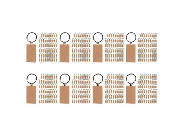480Pcs Blank Rectangle Wooden Key Chain DIY Wood Keychains Key Tags Can Engrave DIY Gifts
