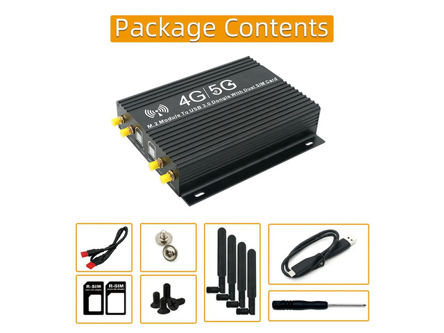 3X NGFF(M.2) 4G/5G Module To USB 3.0 Adapter With Cooler Fan/Dual SIM Card Slot And Auxiliary Power
