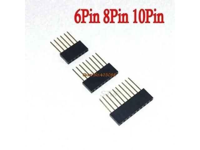 60PCS 2.54MM 6Pin 8Pin 10Pin 10MM Long Needle Female Pin Header Strip Stackable Header
