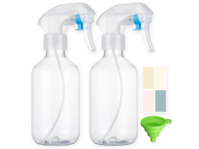 Atdcoek Leakproof Spray Bottle 2 Pack 10 oz, Ultra Fine Mist Sprayer PET Plastic, 300ml Each, Safety Lock Clip, Leak Proof, For Hair Styling,...