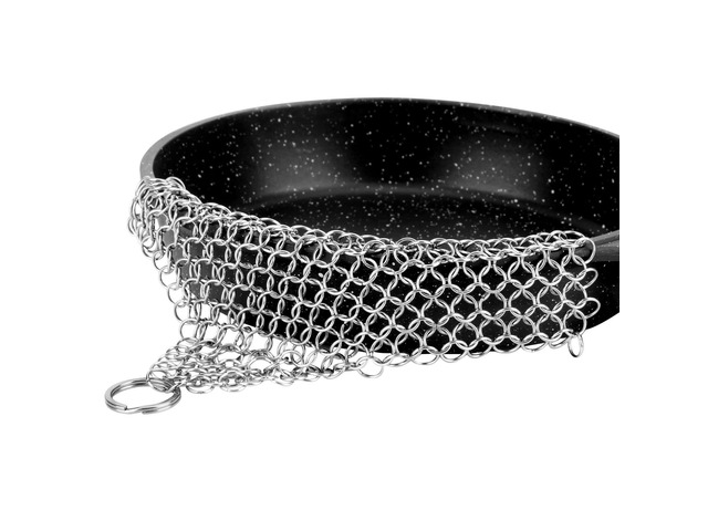 Iron Cleaner 6'x6.3' 316L Stainless Steel Chainmail Scrubber for Griddle Skillet Dutch Oven Wok Stainless Steel Pot Cast Iron Pan Support...
