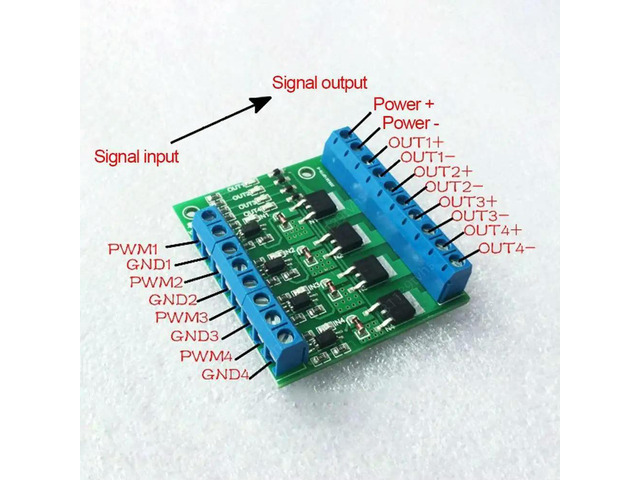 4-channel Mos Fet Plc Amplifier Board Driver Module Pwm 3-20v To 3.7-27v Dc 10a Optocoupler Isolation