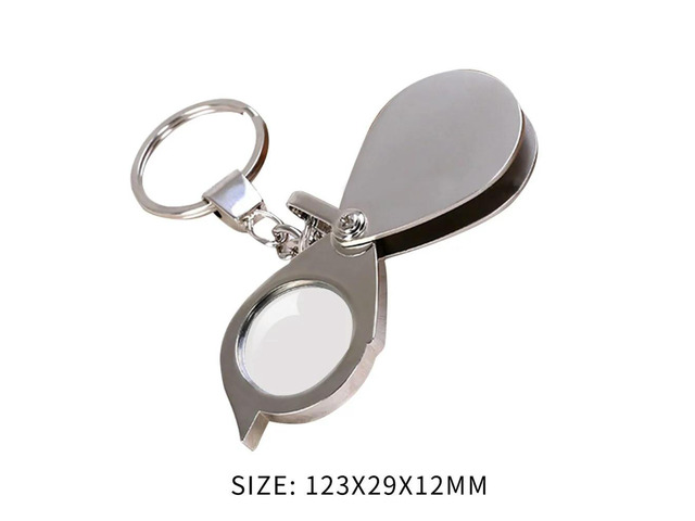 15X Folding Keyring Magnifier Key Chain Magnifying Glass Jewelry Loupe Pocket Tool Gift Supplies