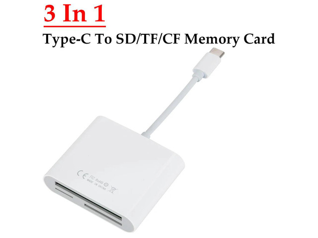 3 in 1 Type C To CF/SD/TF Card Adapter SD Card Adapter Memory Card Reader CF SD TF Compact Camera Card Reader for iPad/