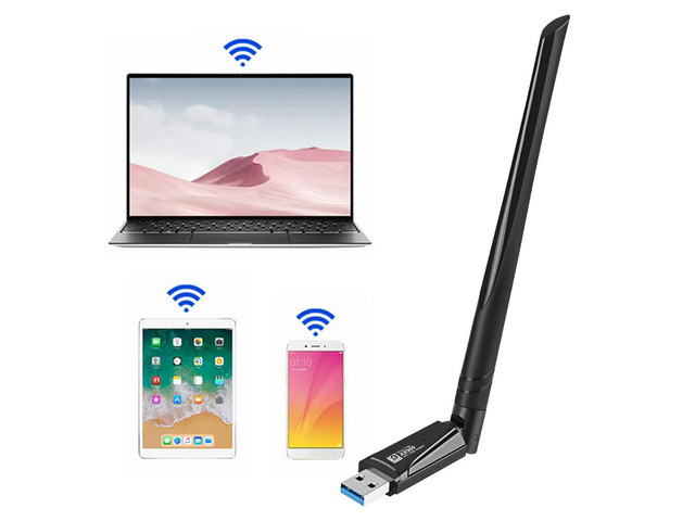 6 USB Dongle Receiver Network 900Mbps Dual Band 2.4G & 5GHz Receiver 5dbi Antenna for 7/10/11