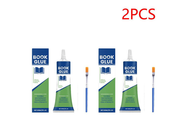 Book Repair Glue with Brush Professional Book Glue Strong Adhesive Quick-Drying Repair Glue for Envelopes Postcards Paper Craft