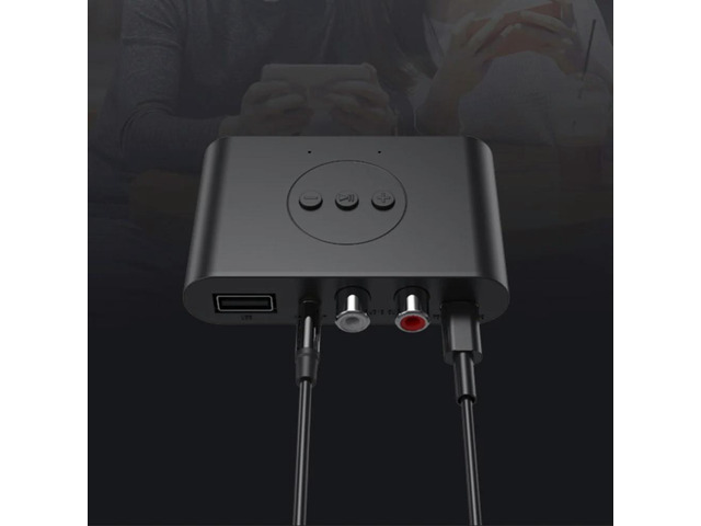 Audio Adapter U Disk RCA 3.5mm AUX NFC Bluetooth-Compatible5.2 Car Speaker Amplifier Dual Output One Tow Two for Car
