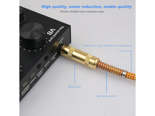 Guitar Instrument Cable Gold-plated Connector l Shell for Electronic Keyboard Bass 1/4-Inch TS To 1/4-Inch TS 6.35mm Cable