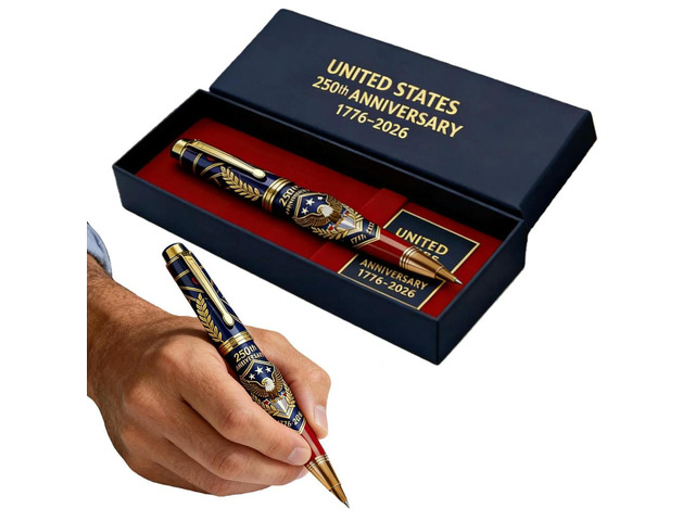 250th Anniversary Pen with Gift Box Patriotic Engraved Gel Pen 1776-2026 Commemorative for Men Lawyers History Buffs