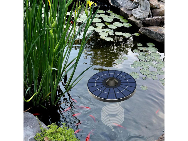 Solar Floating Pond Aerator Solar Powered Air Pump with Air Hose and Bubble Stone Fish Tank Oxygenator for Birdbath