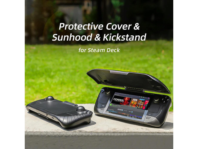 Protective Back Case with Support Stand Cooling Rear Housing Cover Shock-Absorption Sun Shield Cover for Steam Deck Accessories