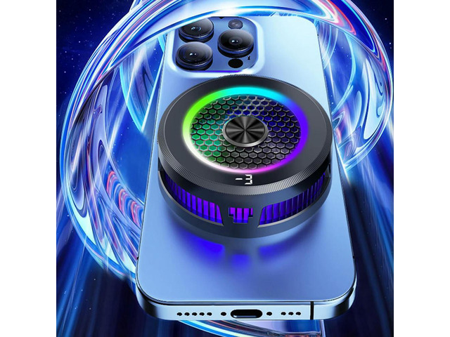 Magnetic & Back-clip Phone Cooler Digital Display Mobile Gaming Cooling Fan Cooler RGB Lighting 15W 3 Modes for iPad