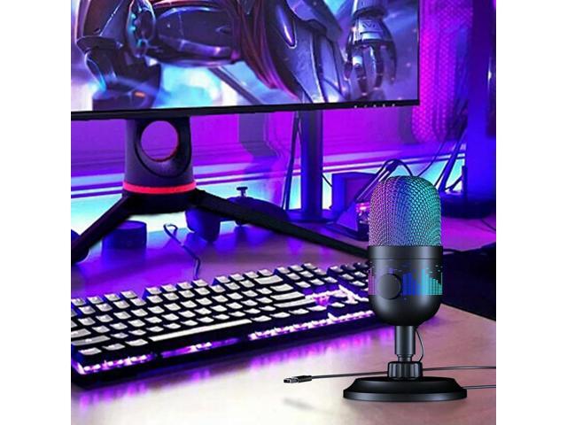 USB Condenser Microphone RGB PC Mic 192KHz/24Bit PC Condenser Mic for Studio Recording Streaming Content Creation