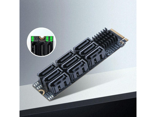 M.2 NVME To SATA 3.0 Converter PCIE 3.0 X2 Hard Disk Capacity M.2 NVME M-Key To SATA 9-Port Expansion Card for Desktop