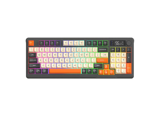 BT5.0/2.4G Dual Mode Keyboard Multimedia Knob RGB Backlit Keyboard Colourful Light Computer Keyboard for Games and Work