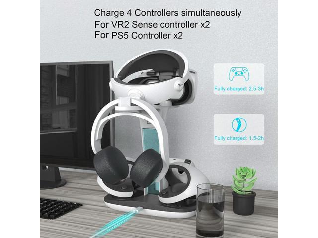 Controller Charging Cradle Professional Charging Station LED Indicator Light Helmet Earphones Bracket for PS VR2