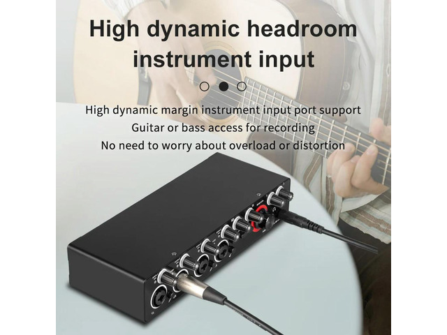 4 Channel Audio Sound Card 24-bit 4-in 2-out Professional Sound Card 192kHz USB Computer Driver Free for Live Recording Karaoke