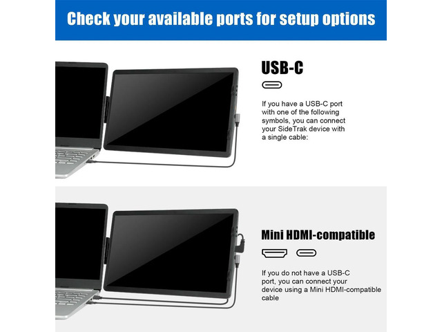 14.1 In Rotatable Extender Dual Screen Plug and Play Foldable Gaming Monitor Panel Type-C/HDMI Compatible For Conference Office